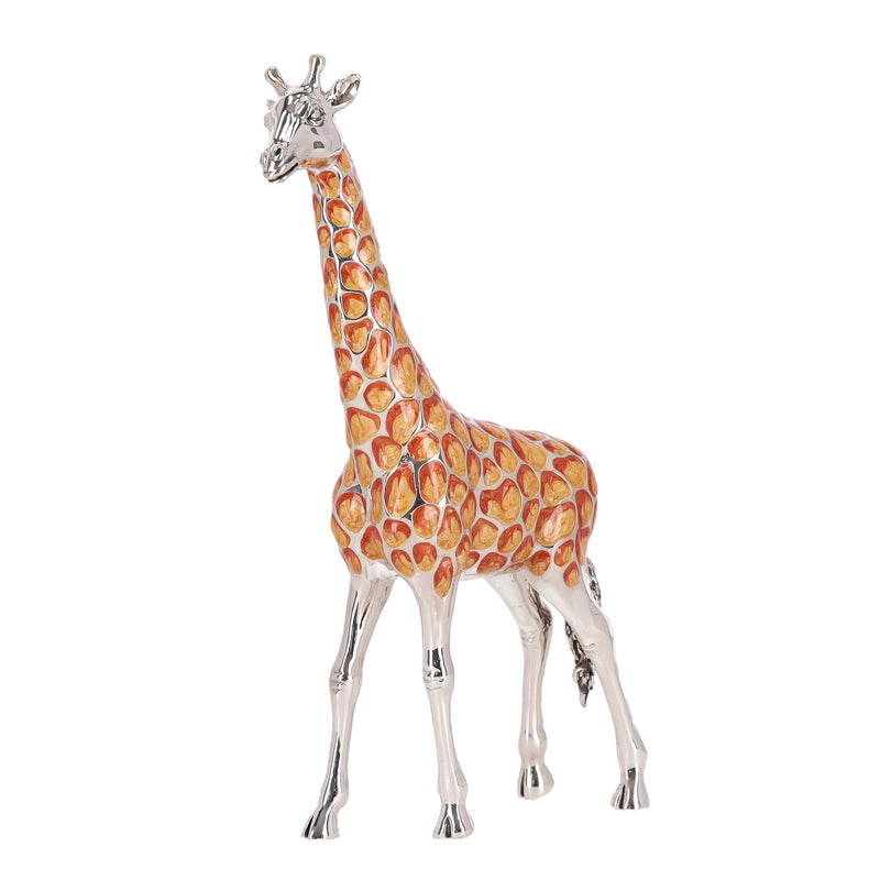 Saturno Set Of Two Hand Enamelled 925 Sterling Silver Giraffe Ornaments