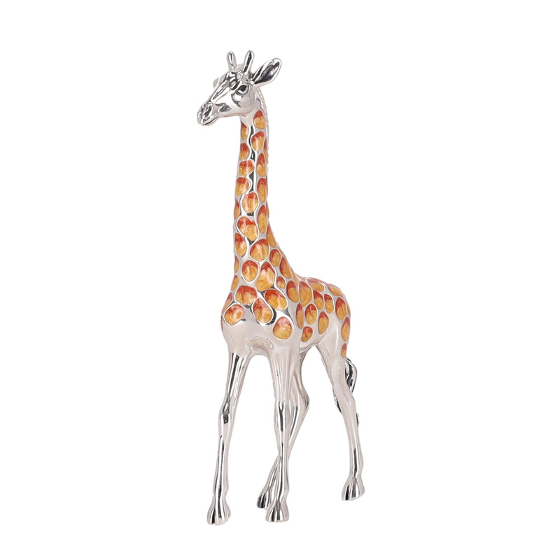 Saturno Set Of Two Hand Enamelled 925 Sterling Silver Giraffe Ornaments