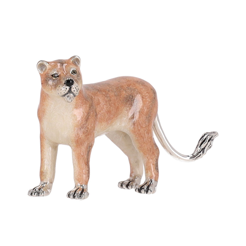 Saturno Hand Enamelled 925 Sterling Silver Lion Family - Set Of Four Ornaments