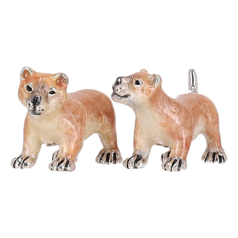 Saturno Hand Enamelled 925 Sterling Silver Lion Family - Set Of Four Ornaments