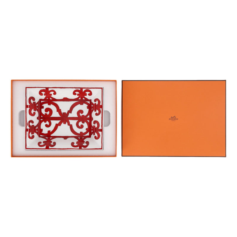 Hermes Balcon du Guadalquivir Porcelain & Goat Skin Tray