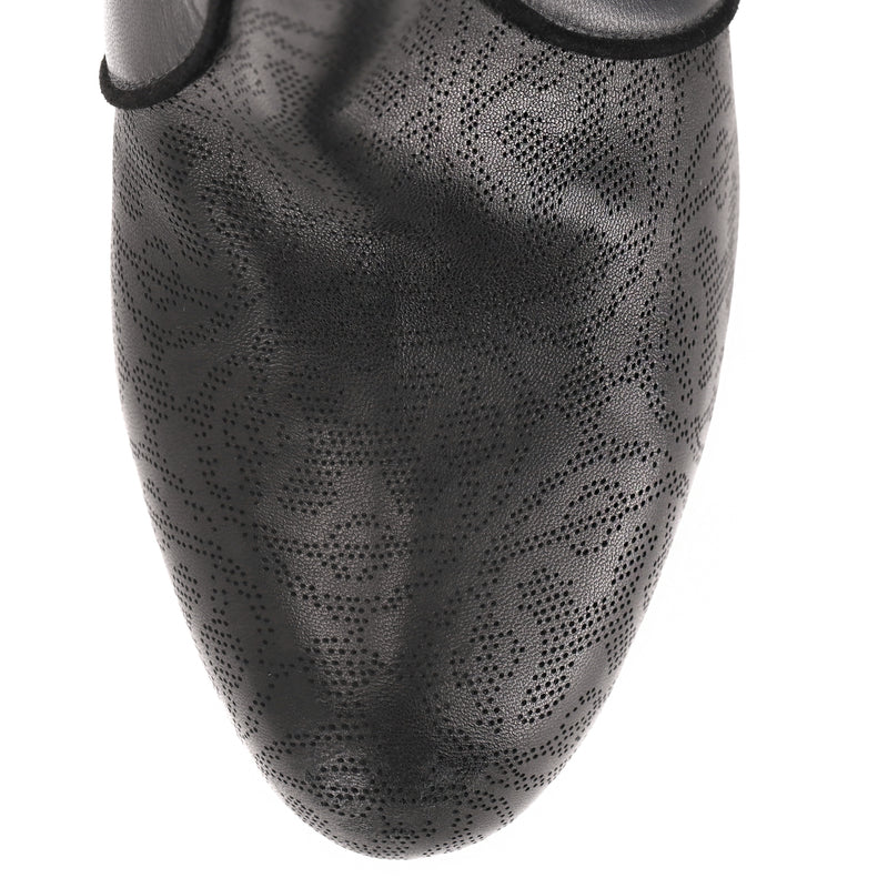 Hermes Perforated 'H' Pattern Leather Heeled Knee Boots. Size 39