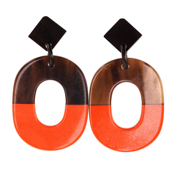 Hermes Buffalo Horn & Lacquered Wood Isthme Earrings