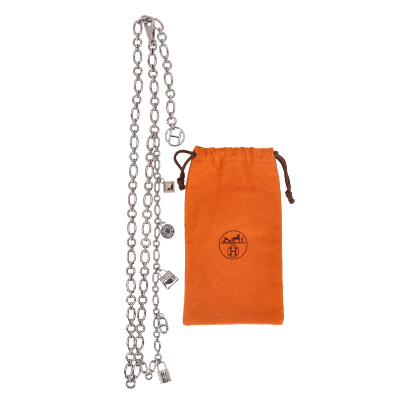 Hermes Palladium Plated Olga Chain Belt With Signature Charms