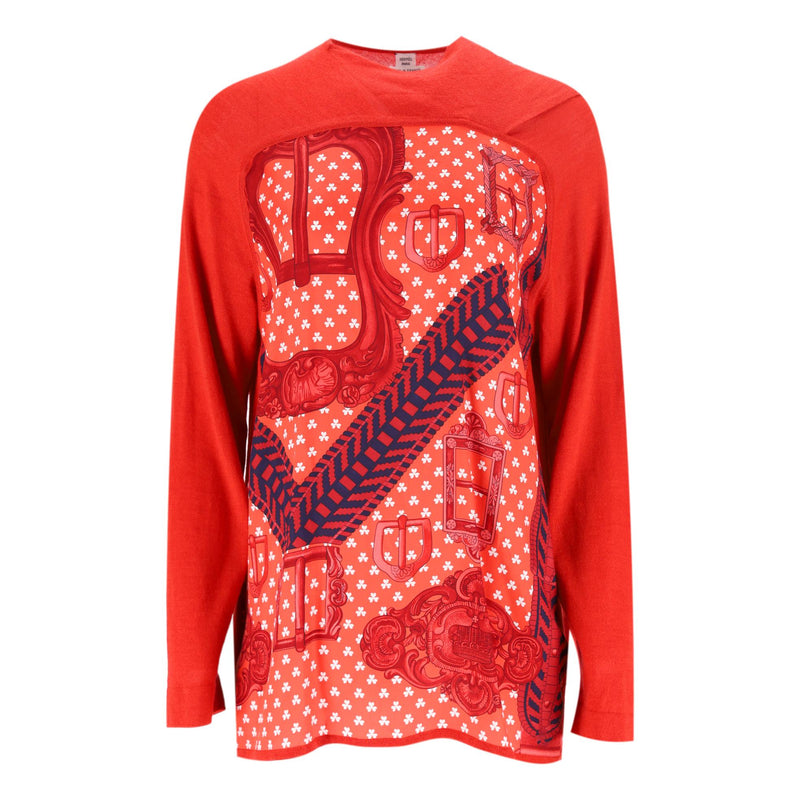 Hermes Cashmere & Silk Twillaine Boucles Et Galons Du Tsa Jumper. Size 42FR