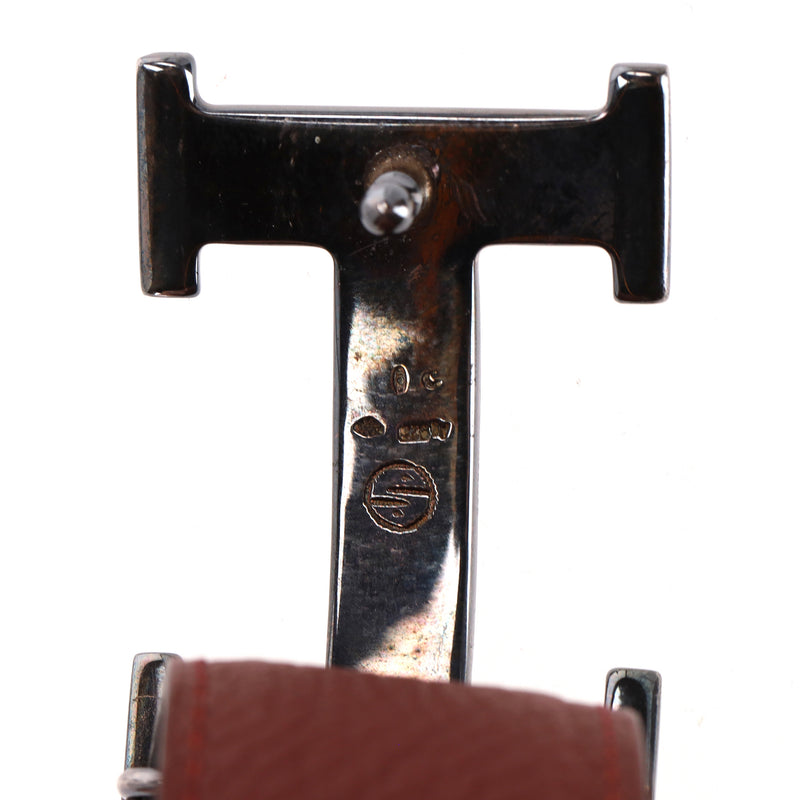 Hermes 'H' Touareg 925 Sterling Silver Buckle Leather Belt