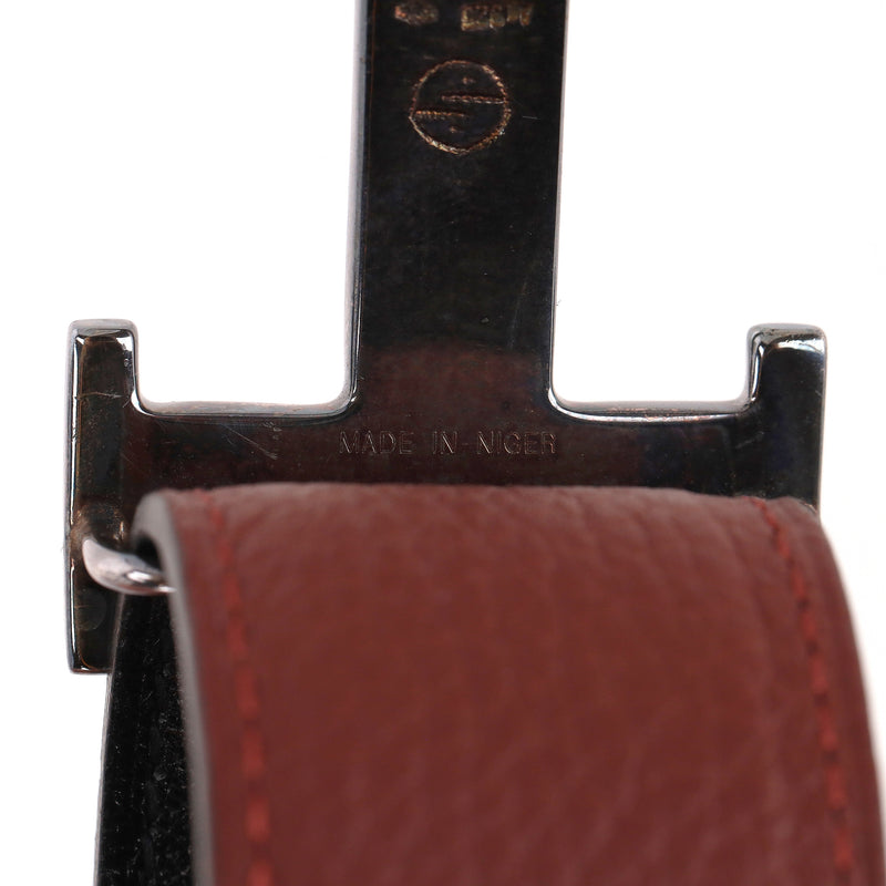 Hermes 'H' Touareg 925 Sterling Silver Buckle Leather Belt