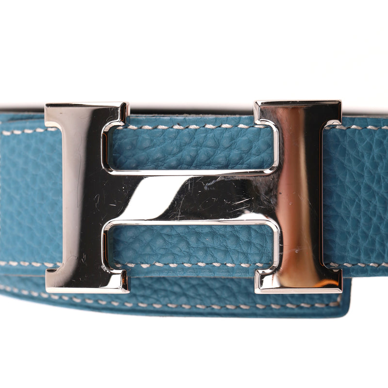 Hermes 'H' Buckle Togo Calfskin Reversible Belt