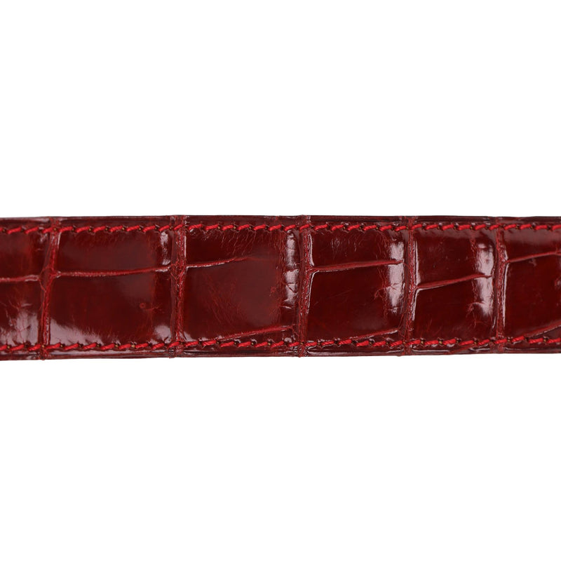 Hermes Crocodile Porosus Palladium Plated 'H' Buckle Belt