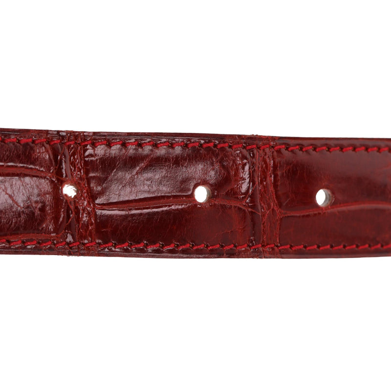 Hermes Crocodile Porosus Palladium Plated 'H' Buckle Belt