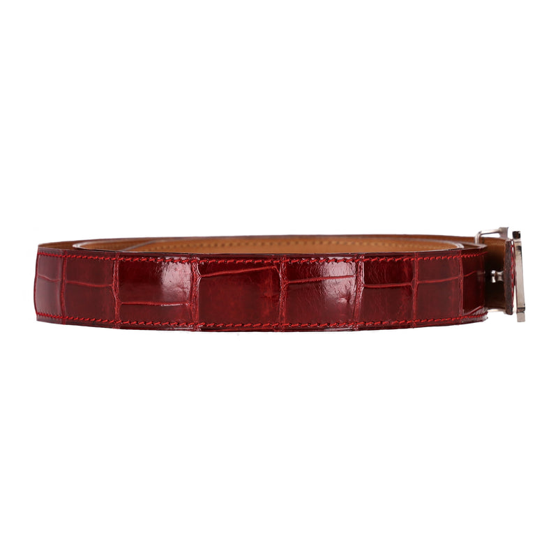 Hermes Crocodile Porosus Palladium Plated 'H' Buckle Belt