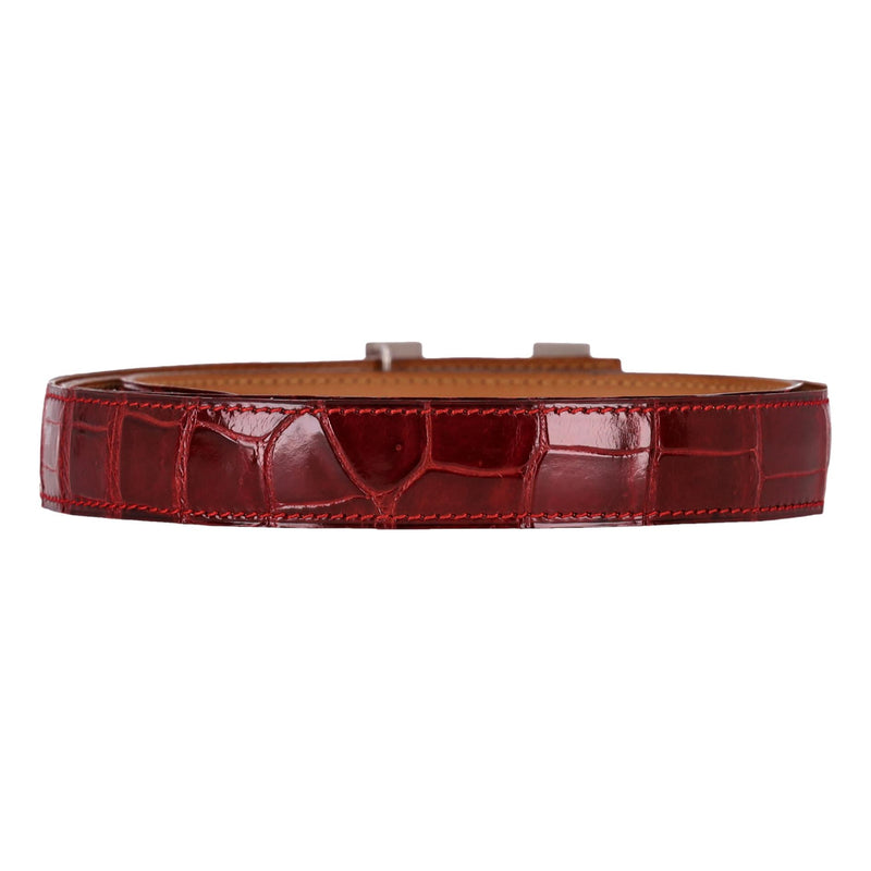 Hermes Crocodile Porosus Palladium Plated 'H' Buckle Belt
