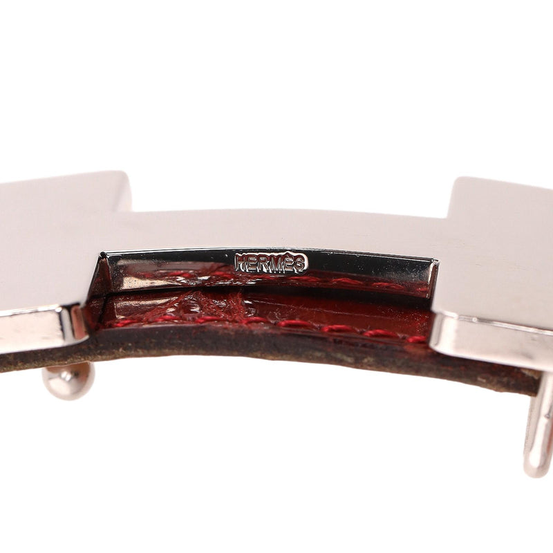 Hermes Crocodile Porosus Palladium Plated 'H' Buckle Belt