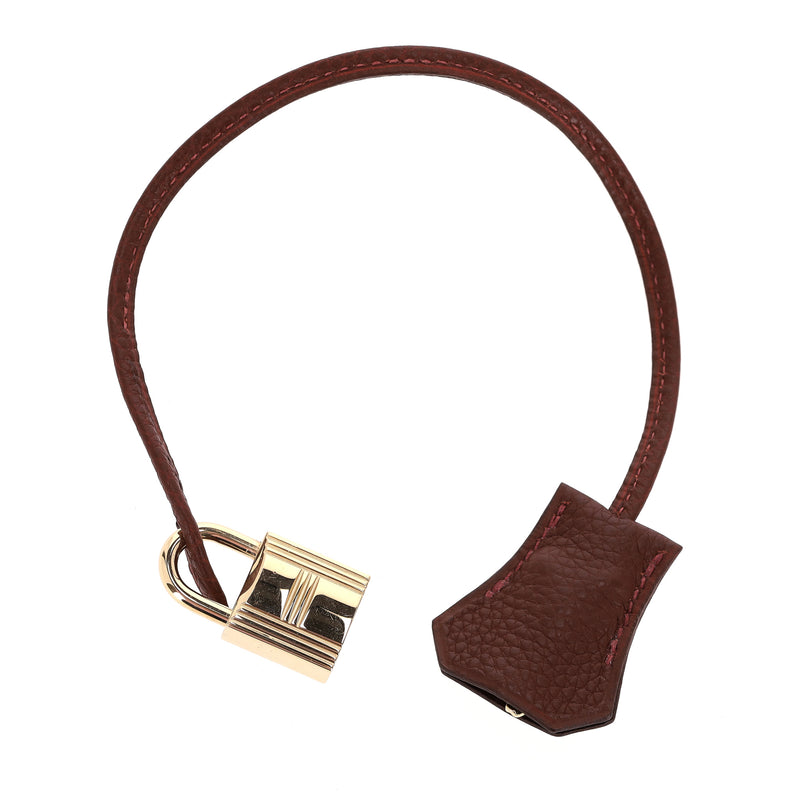 Hermes Togo Leather Clochette, Padlock & Keys Set