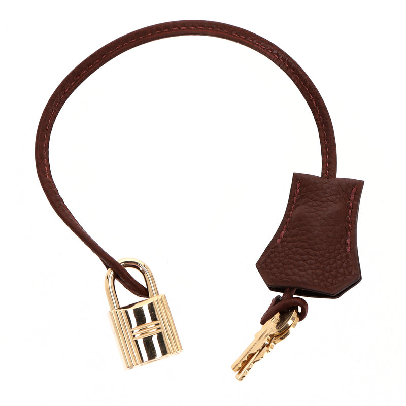 Hermes Togo Leather Clochette, Padlock & Keys Set