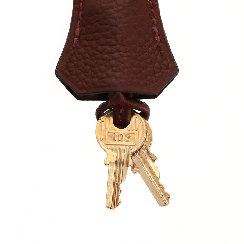 Hermes Togo Leather Clochette, Padlock & Keys Set