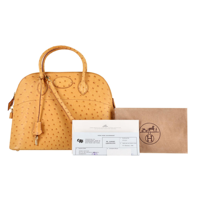 Hermes Vintage Ostrich Skin Bolide 35 Bag