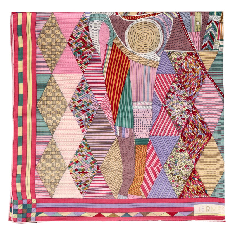 Hermès Cashmere & Silk Patchwork Horse 140 Shawl By Nigel Peake