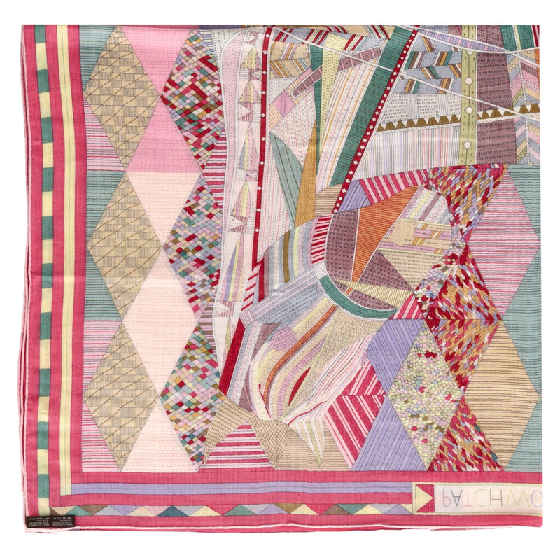 Hermès Cashmere & Silk Patchwork Horse 140 Shawl By Nigel Peake