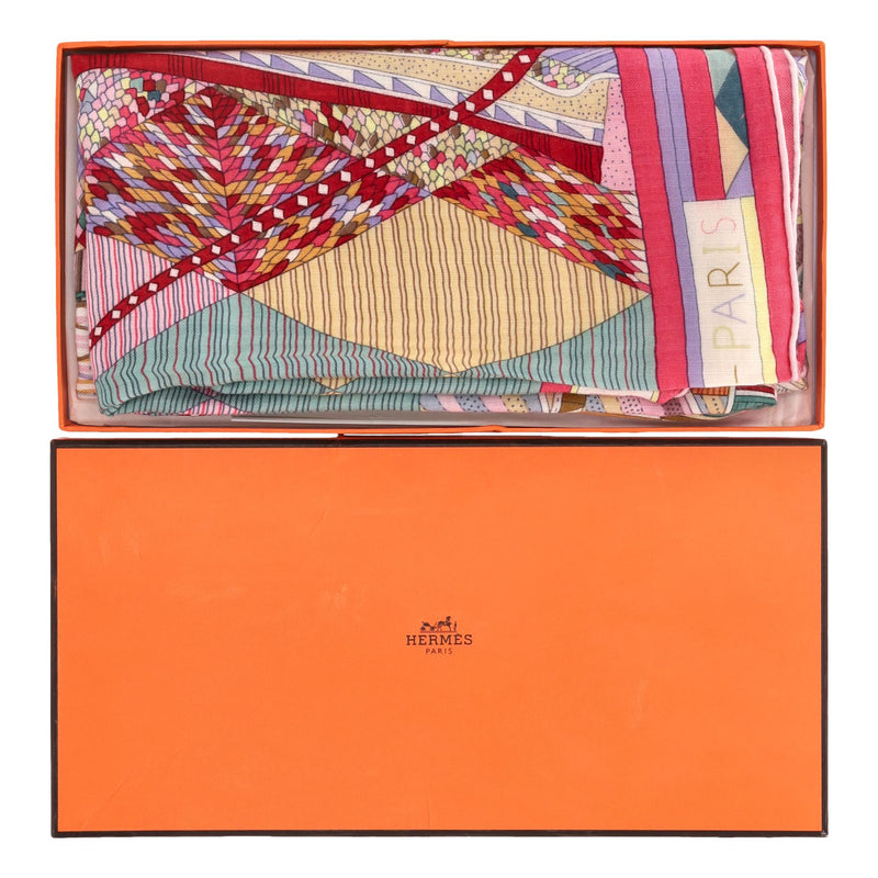 Hermès Cashmere & Silk Patchwork Horse 140 Shawl By Nigel Peake