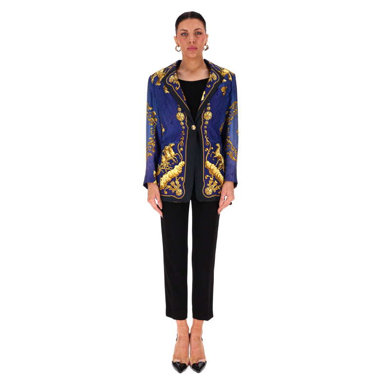 Hermes Vintage 80's Silk Cosmos Print Silk Jacket. Size 38FR