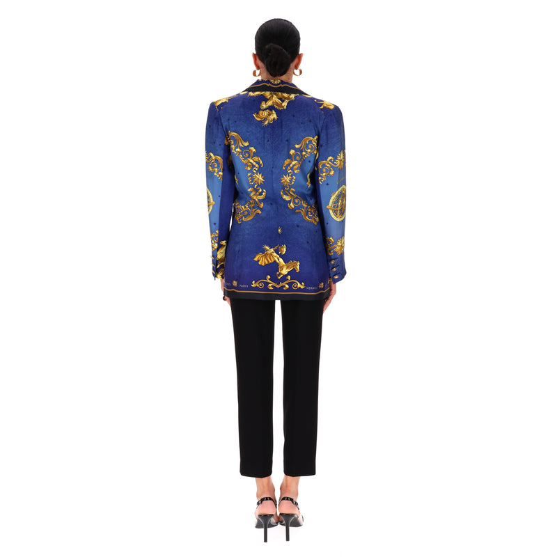 Hermes Vintage 80's Silk Cosmos Print Silk Jacket. Size 38FR