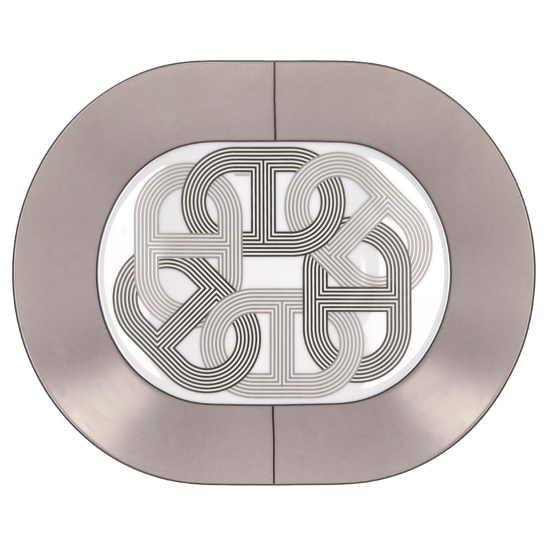 Hermes Rallye 24 Limoge Porcelain Oval Plate