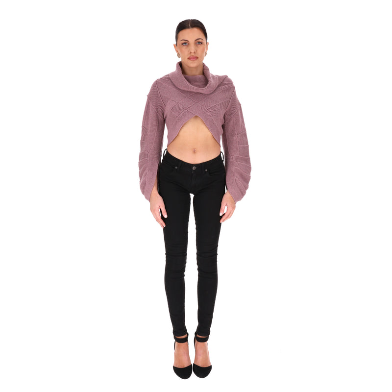 Herve Leger Cropped Roll Neck Cashmere Jumper. Size S