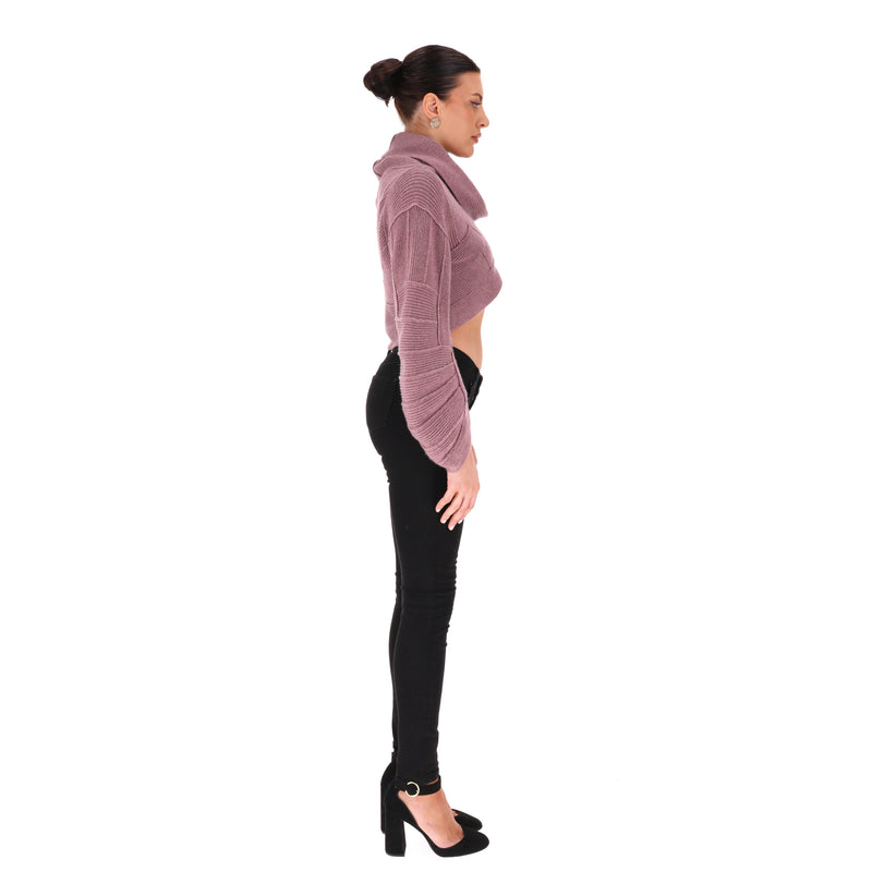 Herve Leger Cropped Roll Neck Cashmere Jumper. Size S
