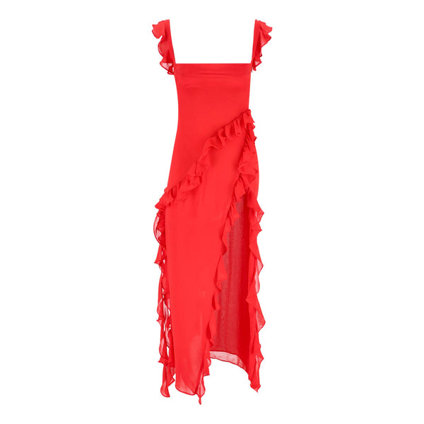 House Of CB Ruffle-Trim Maxi Dress. Size XS