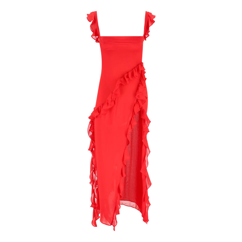 House Of CB Ruffle-Trim Maxi Dress. Size XS