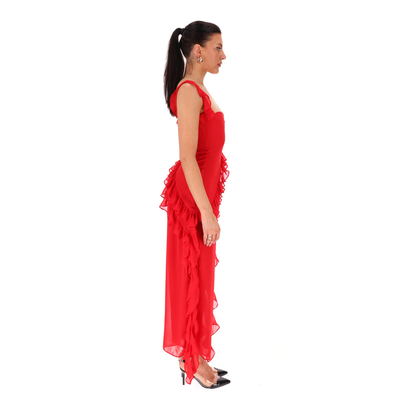 House Of CB Ruffle-Trim Maxi Dress. Size XS