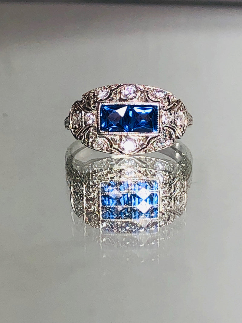 Art Deco Diamond & Sapphire Ring Rare From Around 1890s Blue Vintage Shush At The Wellington St Johns Wood London Buy Sell Consign Preloved Authentic Luxury Designer Ladies Jewellery