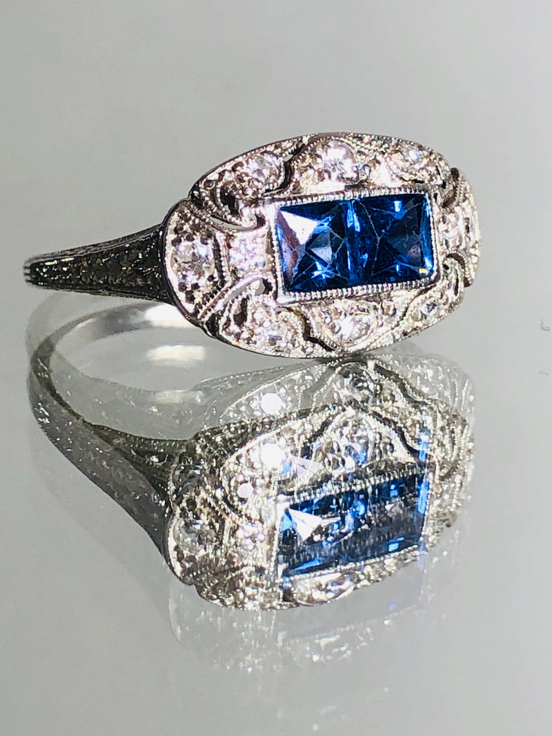 Art Deco Diamond & Sapphire Ring Rare From Around 1890s Blue Vintage Shush At The Wellington St Johns Wood London Buy Sell Consign Preloved Authentic Luxury Designer Ladies Jewellery