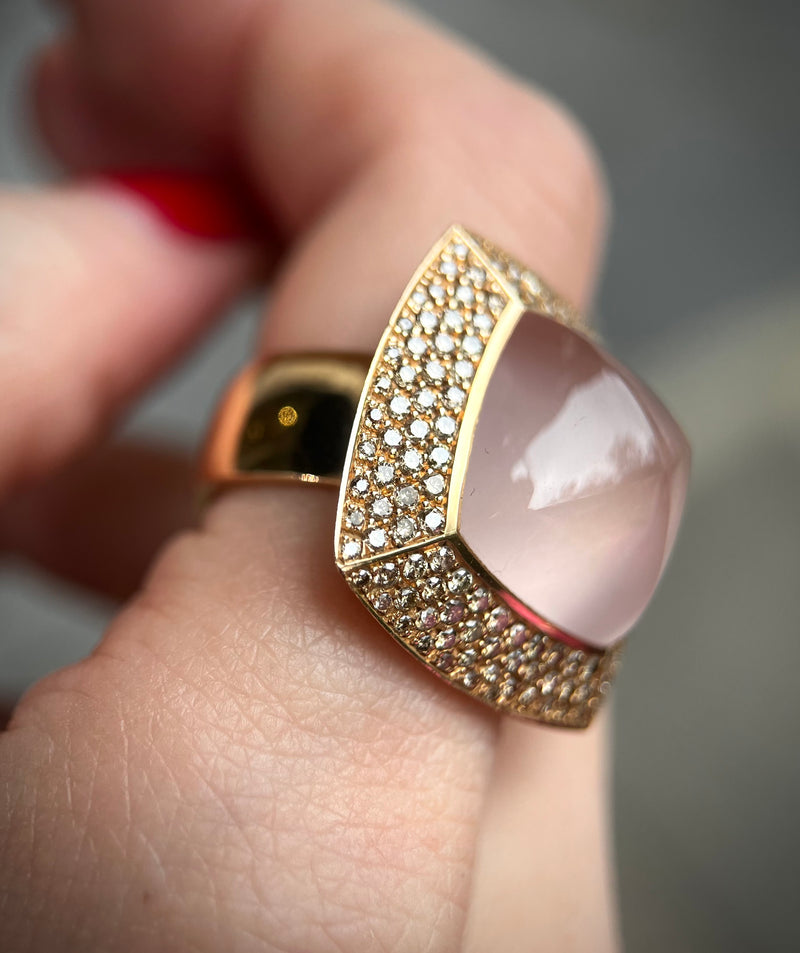 Valente 18k Rose Gold Icy Jadeite & Diamond Ring