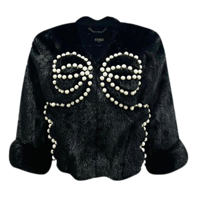 Fendi Pearl Embellished Mink Fur Jacket. Size 36IT