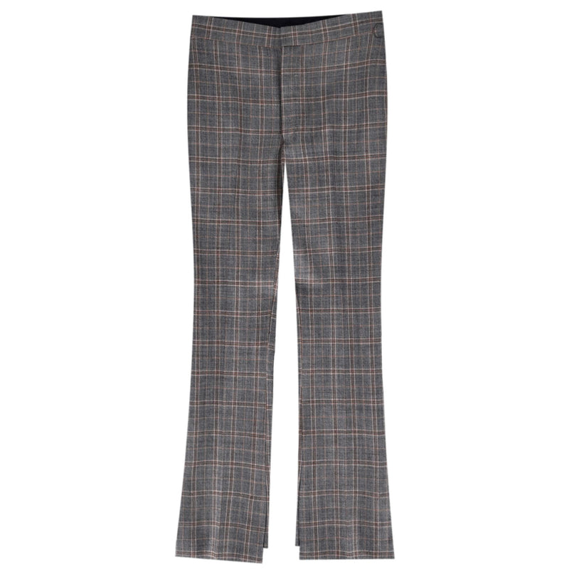 Togo Pulla Checked Wool Trousers With A Side Slit. Size XS