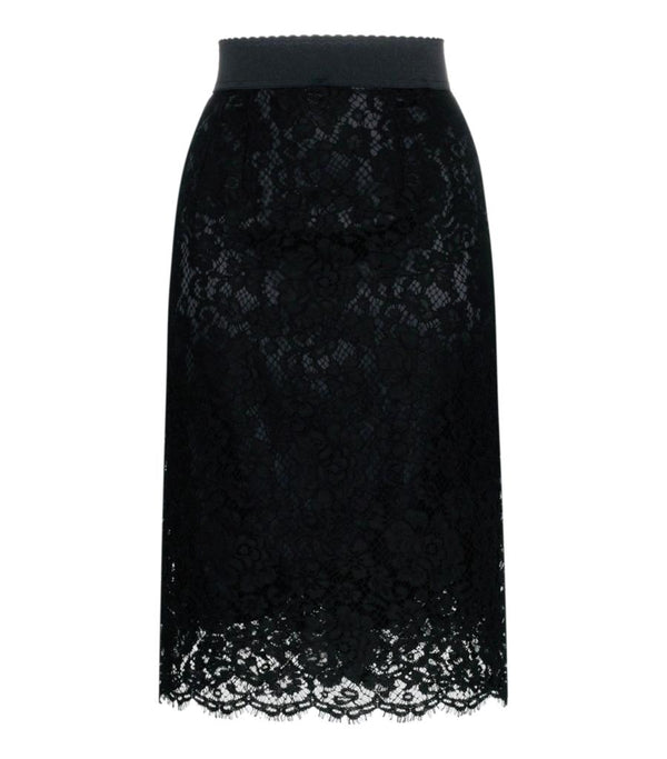 Dolce & Gabbana Lace Cotton Blend Skirt. Size 48IT