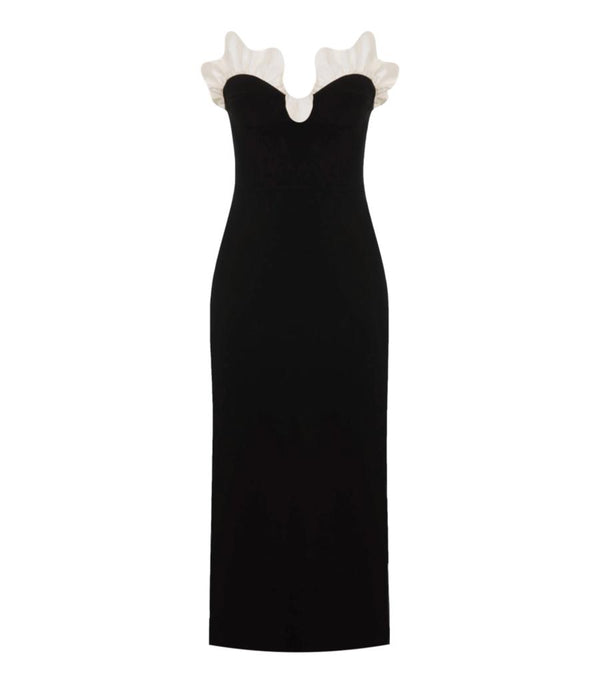 Filiarmi Dress With Silk Ruffle Neckline. Size 6UK