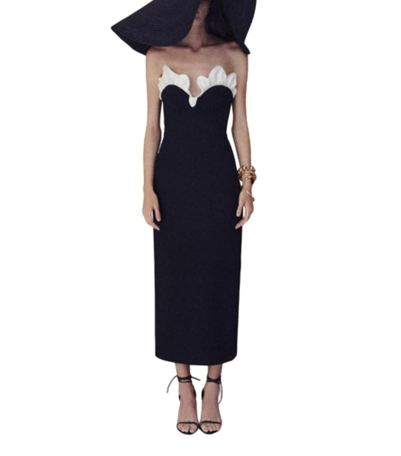 Filiarmi Strapless Dress With Silk Ruffle Neckline. Size 6UK