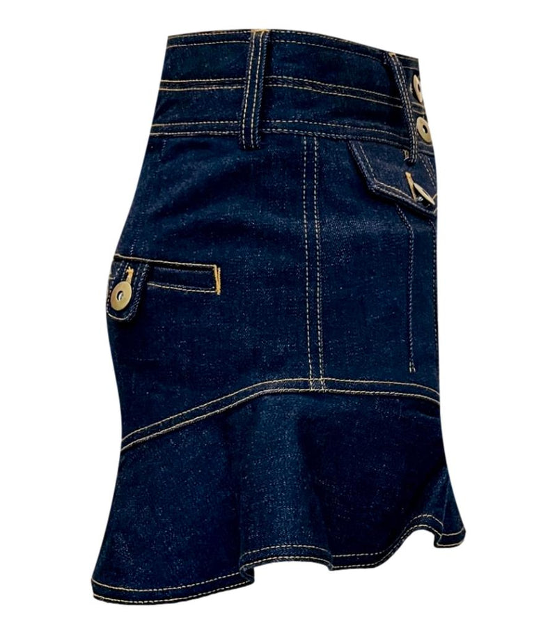 Self-Portrait Flounced Denim Shorts. Size 8UK
