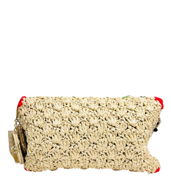 Dolce & Gabbana Rose & Lemons Richly Embellished Raffia Bag