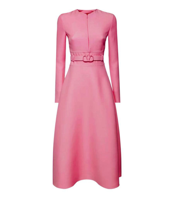 Valentino Belted Wool & Silk Blend Crepe Dress. Size S