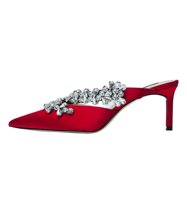 Uterque Crystal Embellished Heeled Satin Mules. Size 38