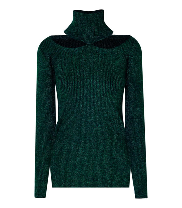 Christopher Kane Cut-Out Metallic High-Neck Lurex Jumper. Size S