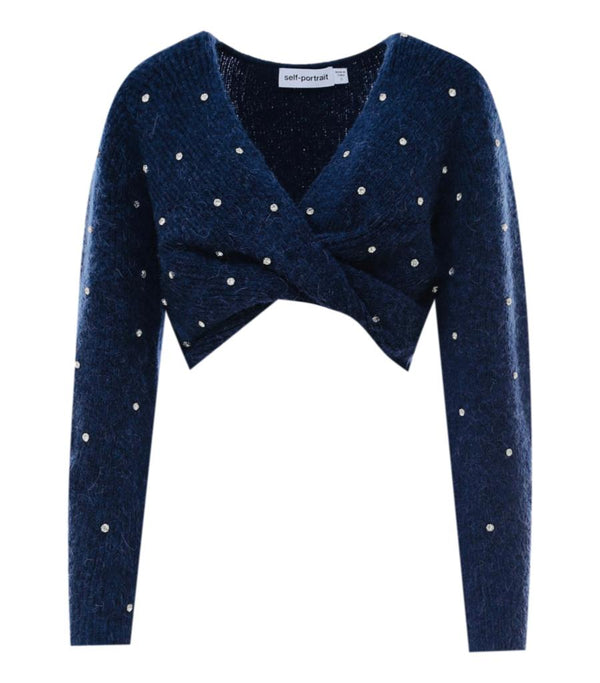 Self Portrait Alpaca & Wool Blend Crystal Jumper. Size S