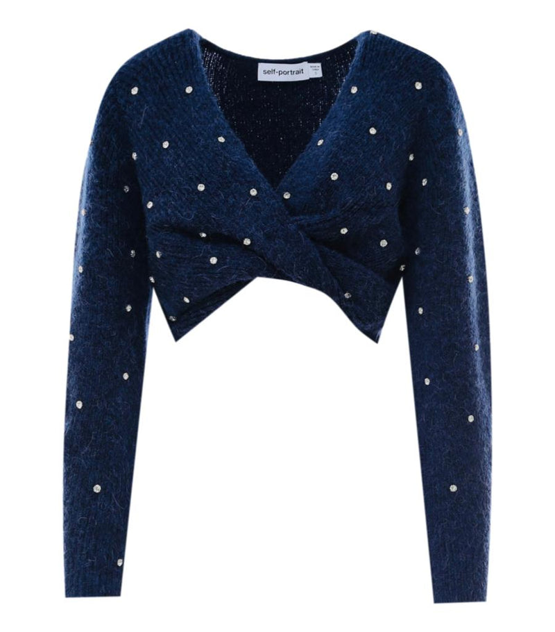 Self Portrait Alpaca & Wool Blend Crystal Jumper. Size S