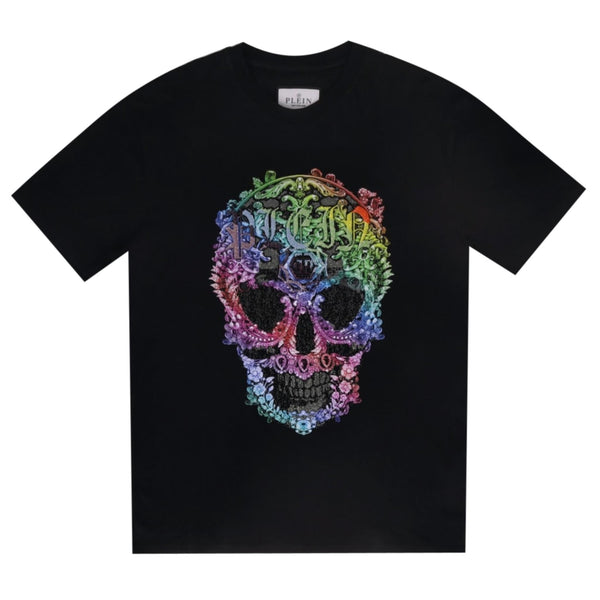 Philipp Plein Multicoloured Baroque Skull Cotton T-Shirt. Size 2XL