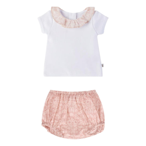 Bonpoint Baby Girl Cotton Top & Bloomer Set. Size 6M