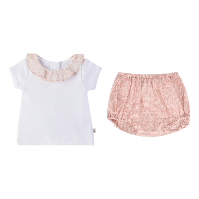 Bonpoint Baby Girl Cotton Top & Bloomer Set. Size 6M